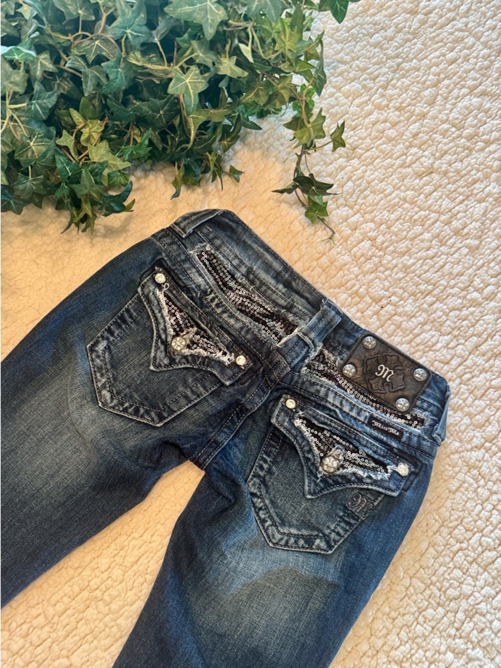 Miss Me Dark Blue Embellished Boot Cut Jeans